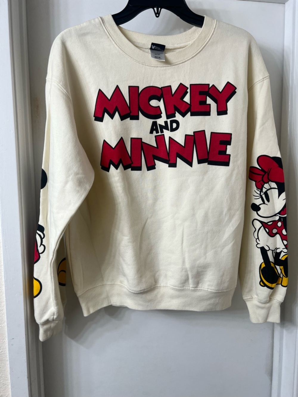 Mickey and Minnie Graphic Sweatshirt - Cream with Red Accents